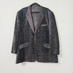 BARABAS Exclusive Velvet Shiny Applique Slim Fit Blazer Jacket‎ Size 52R 5XL